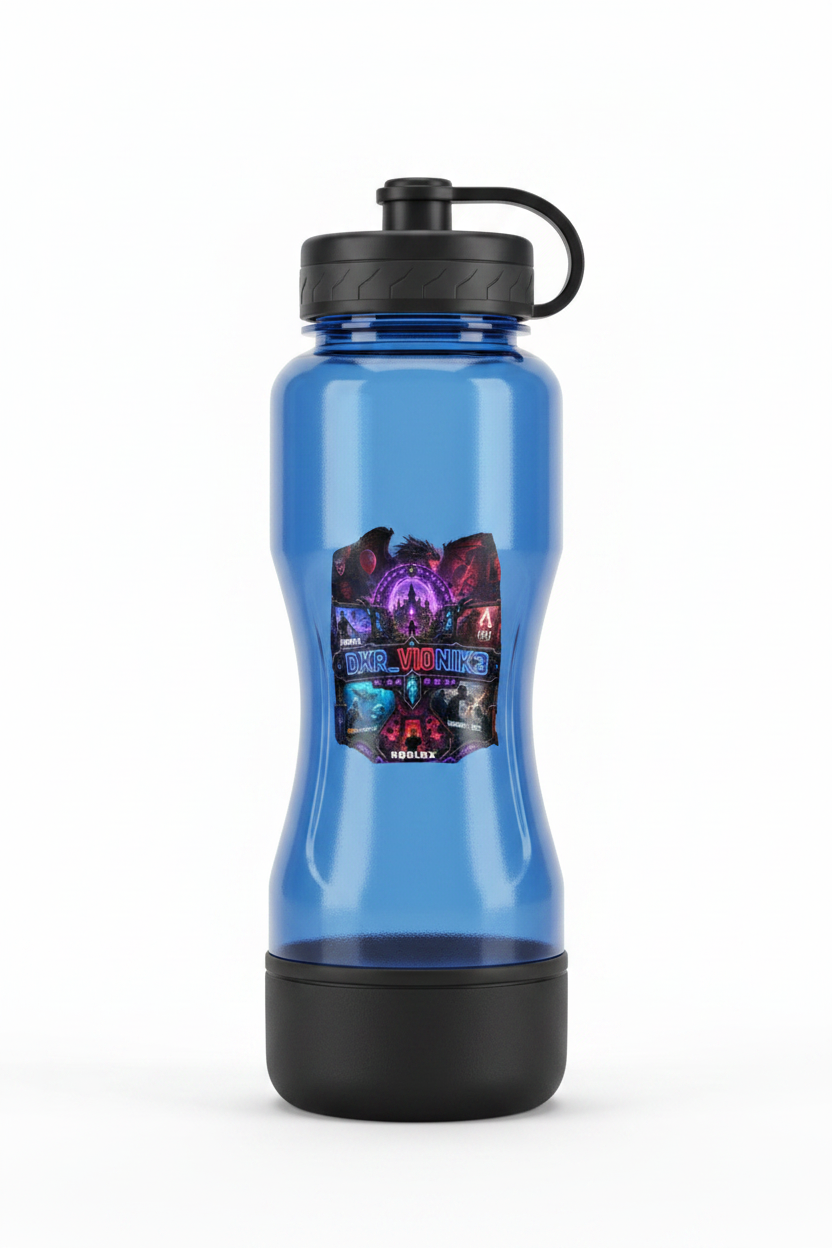 DXR_VI0NIK3 Translucent Blue Water Bottle with non-slip grip base