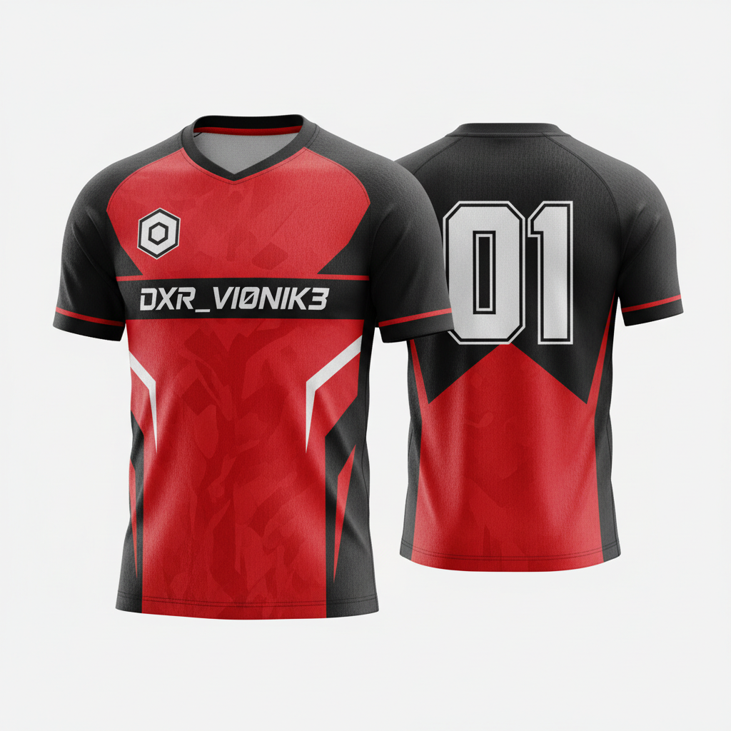 DXR_VI0NIK3 Sports Jersey No. 01 - Red and Black