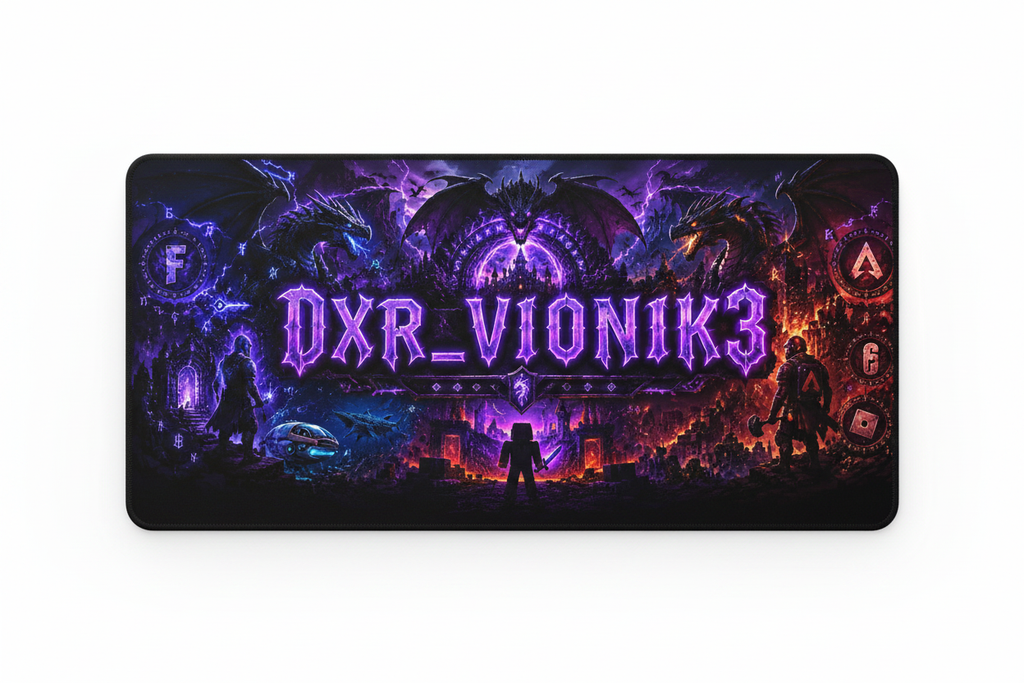 DXR_VI0NIK3 Dragon Banner Gaming Mousepad mockup