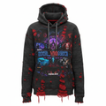 DXR_VI0NIK3 Distressed Pullover Hoodie - Black Grey Red